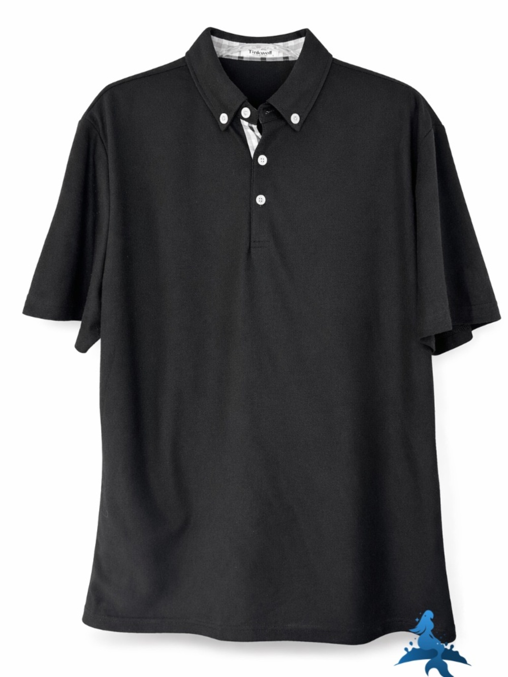1300 Tinkwell Textured Knit Polo Shirt Button Down Collar – L – Black
